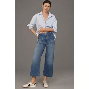 Maeve Anthropologie The Colette Crop Wide-Leg High Rise Patch Pocket Jeans 27